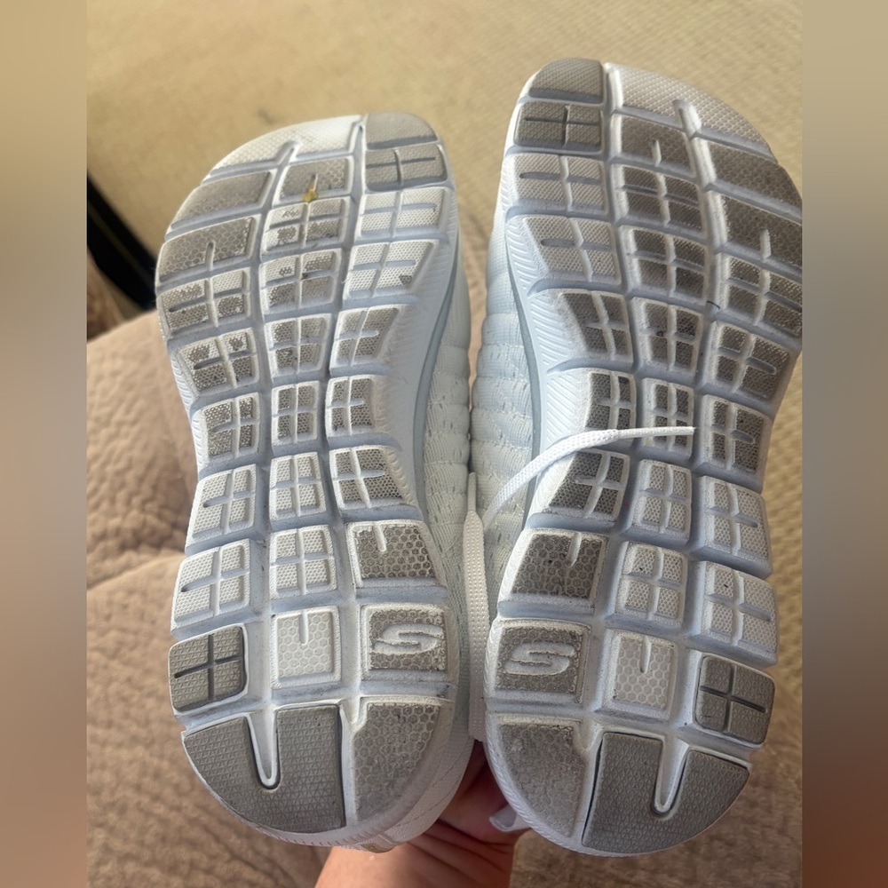 Skechers Women's White and Silver Sneakers - Picture 5 of 5